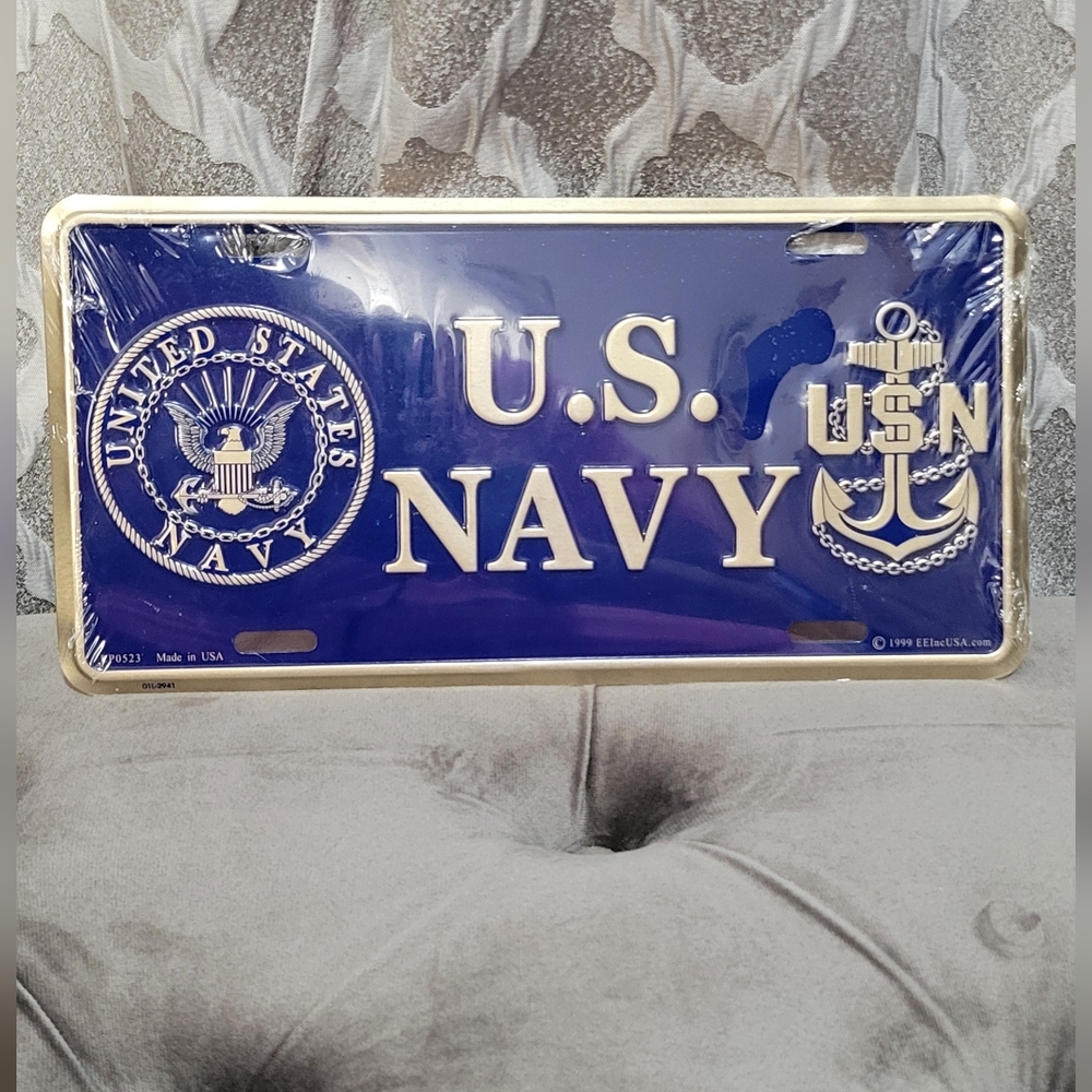 U.S. Navy | Aluminum License Plate with Emblem Logo | Military Pride